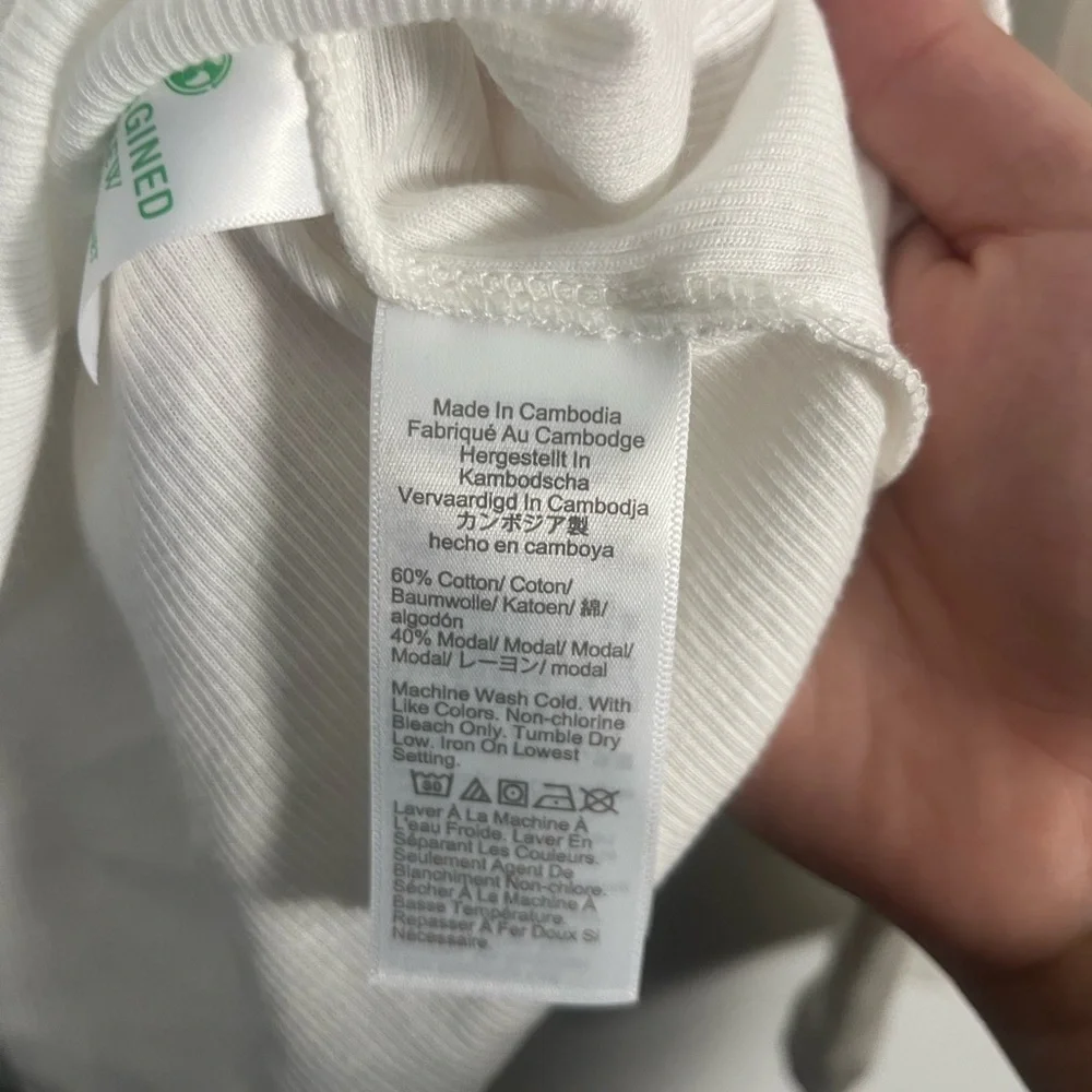 J crew white Ribbed polo long sleeve T-shirt size small new